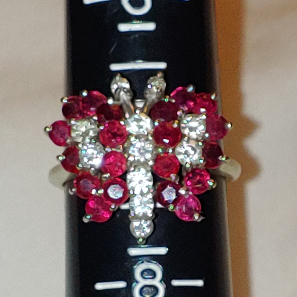 Authentic Diamond And Ruby Butterfly Ring Sz 7 1/4 - image 4